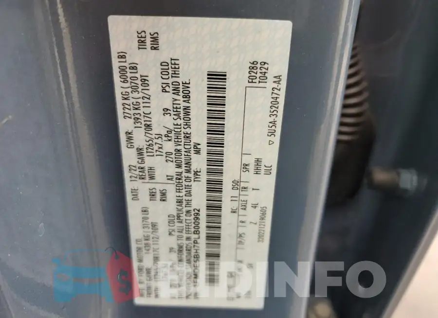 1FMDE5BH7PLB00992 Photo# 14