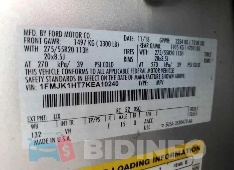 1FMJK1HT7KEA10240 Photo# 13