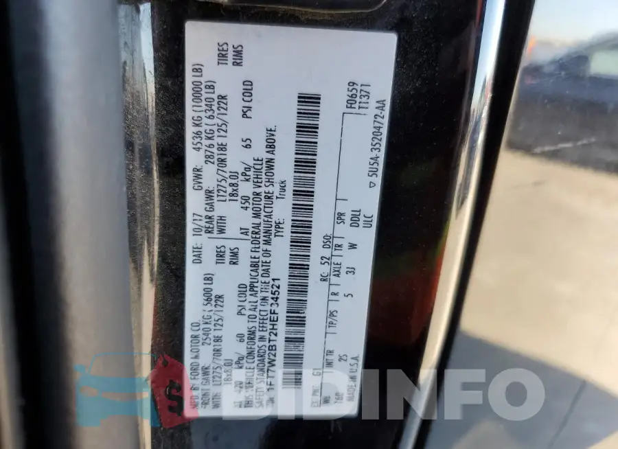 1FT7W2BT2HEF34521 Photo# 12