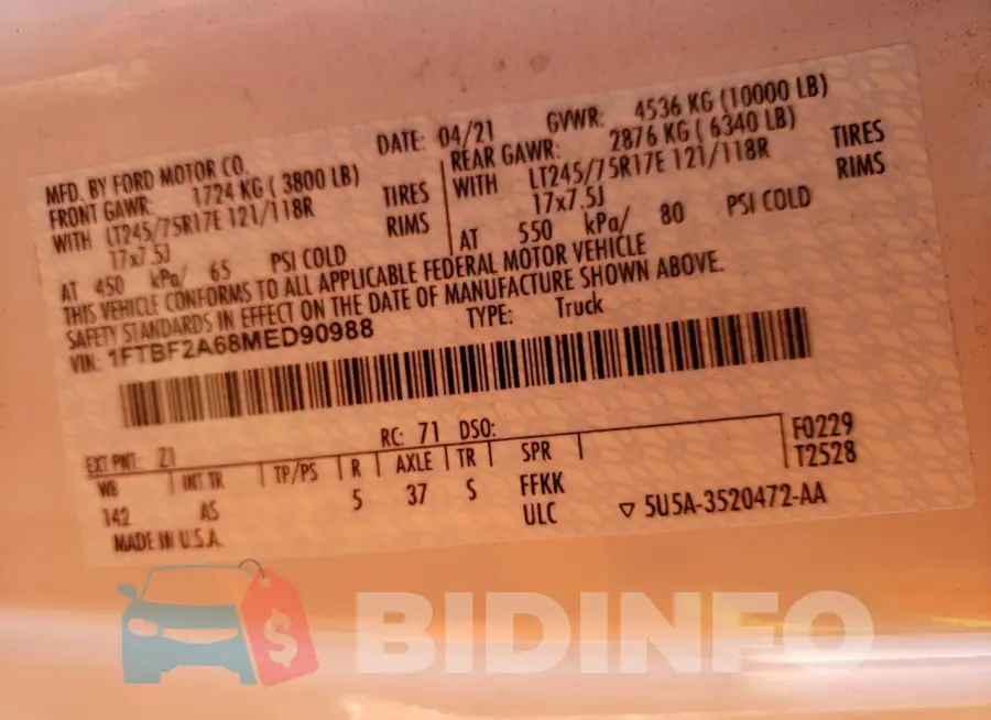 1FTBF2A68MED90988 Photo# 12