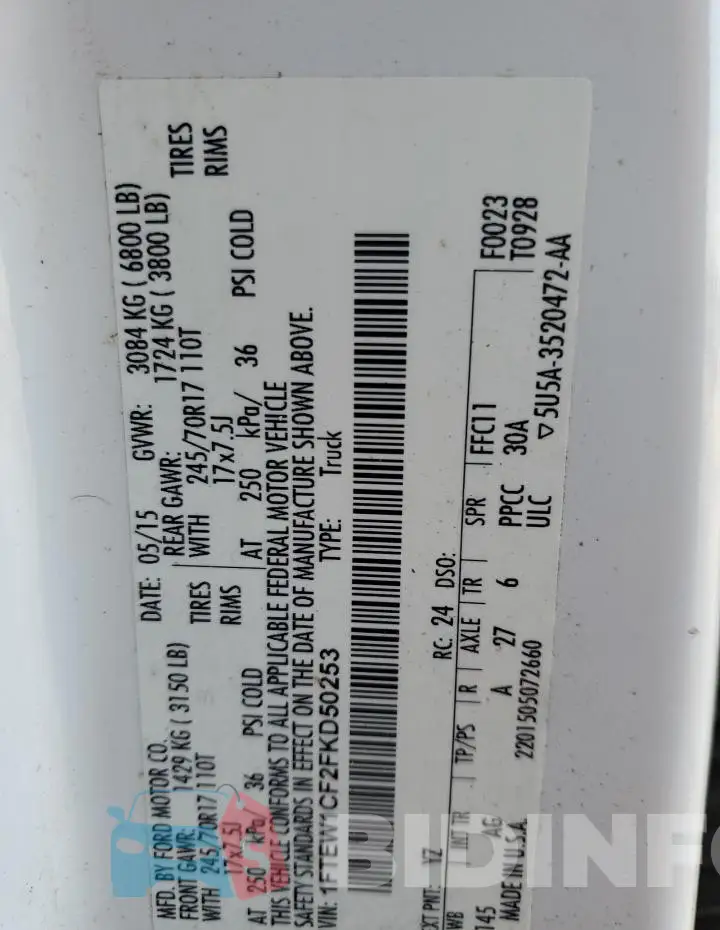 1FTEW1CF2FKD50253 Photo# 12