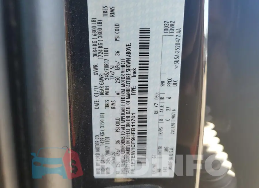1FTEW1CF9HFB11701 Photo# 12