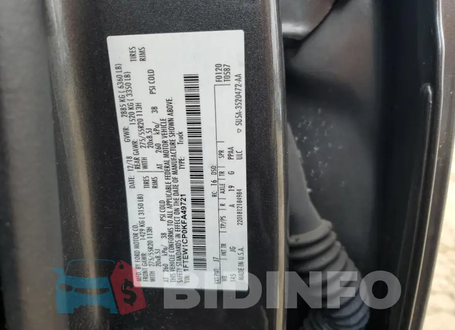 1FTEW1CP0KFA49721 Photo# 12