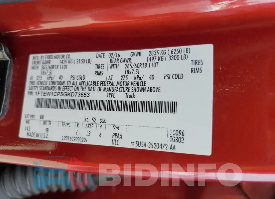 1FTEW1CP5GKD73553 Photo# 12