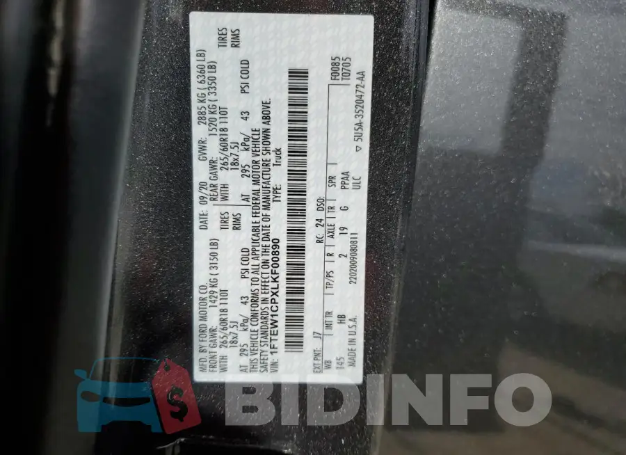 1FTEW1CPXLKF00890 Photo# 13