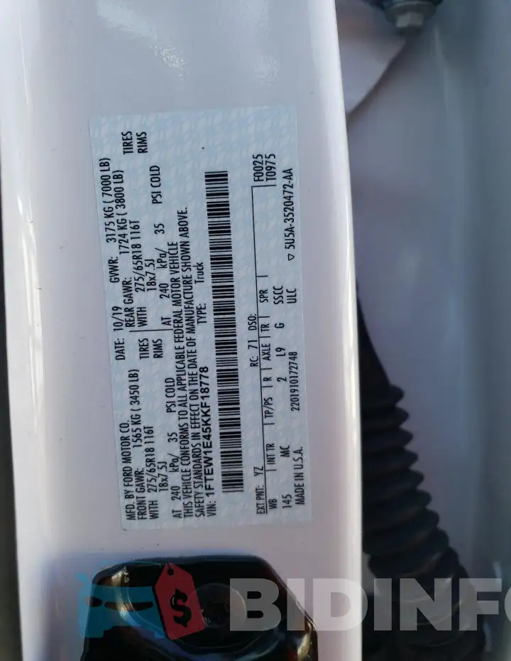 1FTEW1E45KKF18778 Photo# 13