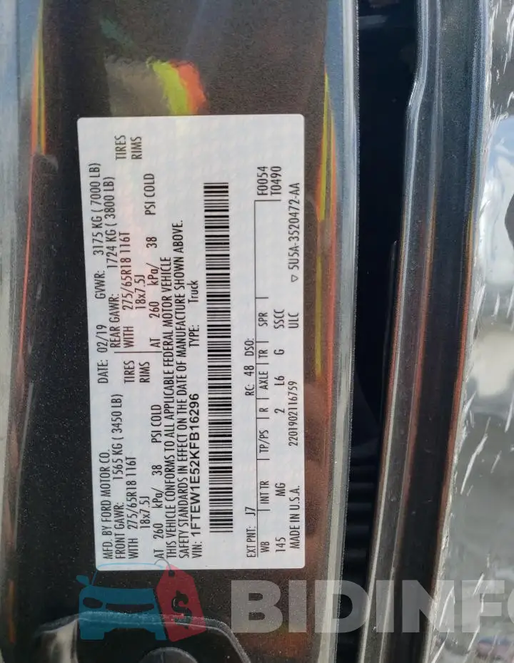 1FTEW1E52KFB16296 Photo# 12