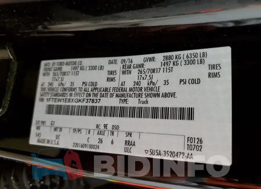 1FTEW1E8XGKF37837 Photo# 12
