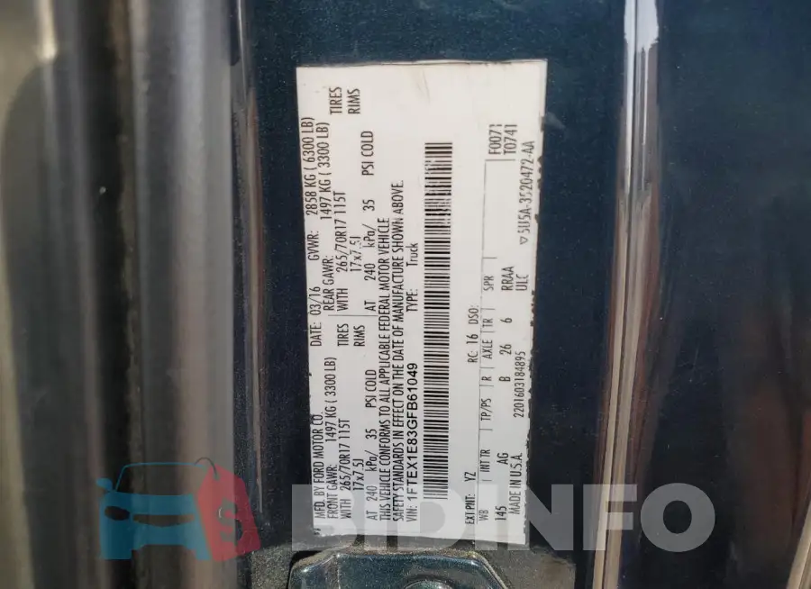 1FTEX1E83GFB61049 Photo# 12
