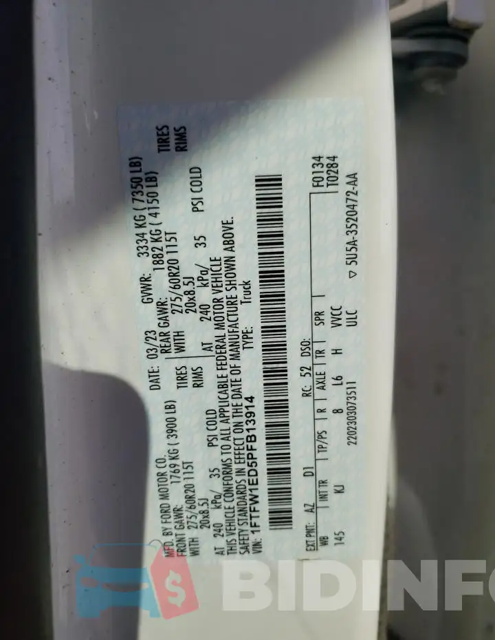 1FTFW1ED5PFB13914 Photo# 12
