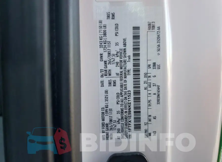 1FTFX1E59NKE11523 Photo# 12