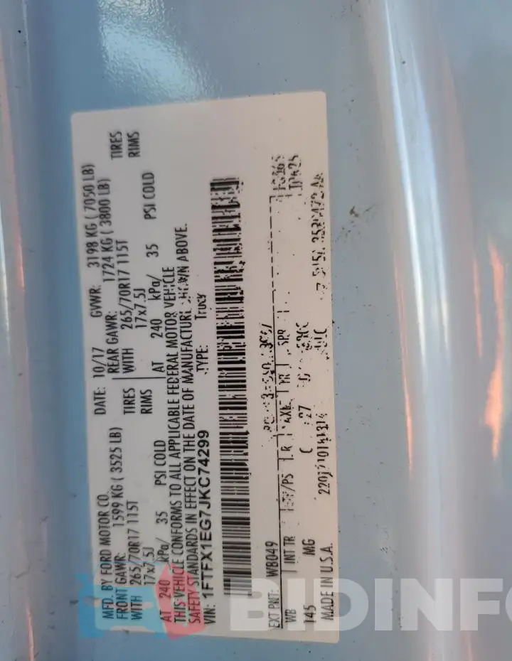 1FTFX1EG7JKC74299 Photo# 12