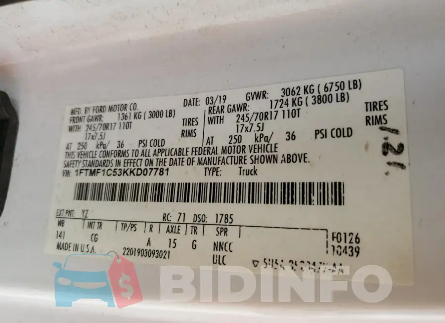 1FTMF1C53KKD07781 Photo# 13