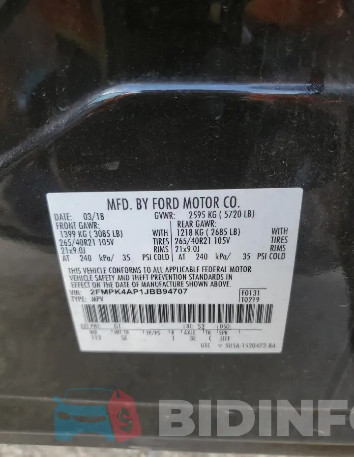 2FMPK4AP1JBB94707 Photo# 12