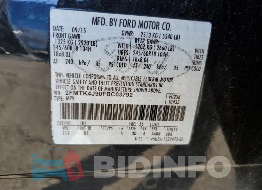 2FMTK4J90FBC03792 Photo# 12