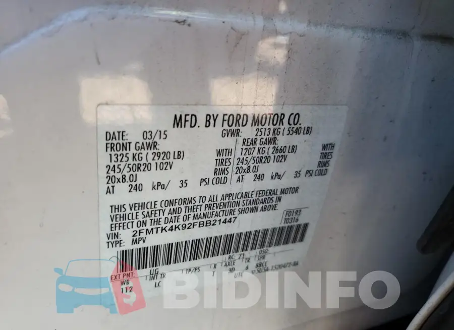 2FMTK4K92FBB21447 Photo# 13