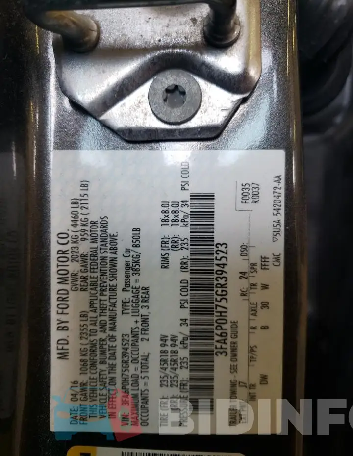 3FA6P0H75GR394523 Photo# 12