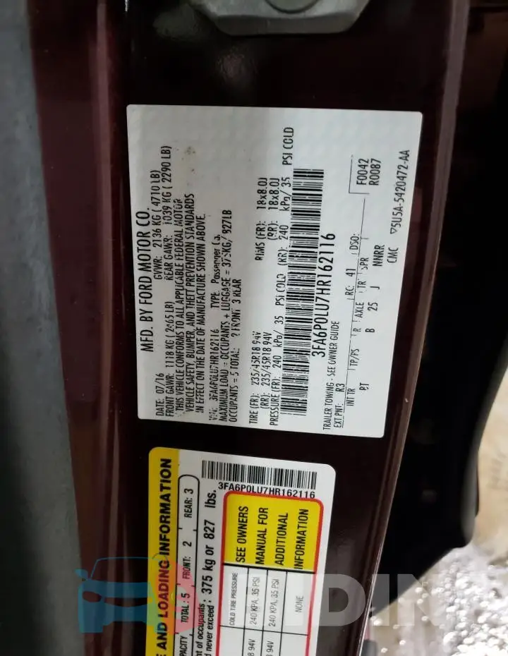 3FA6P0LU7HR162116 Photo# 13
