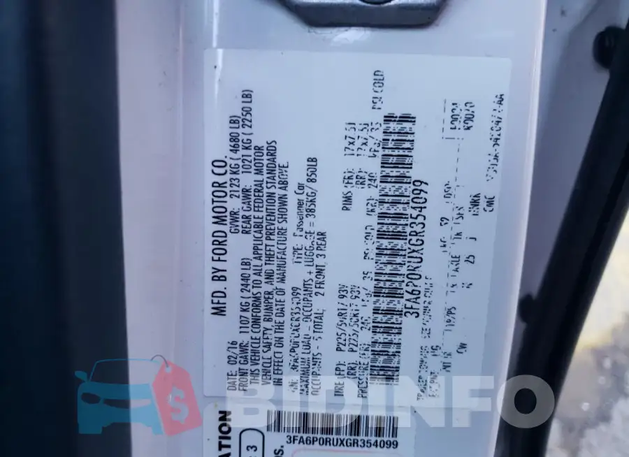 3FA6P0RUXGR354099 Photo# 13