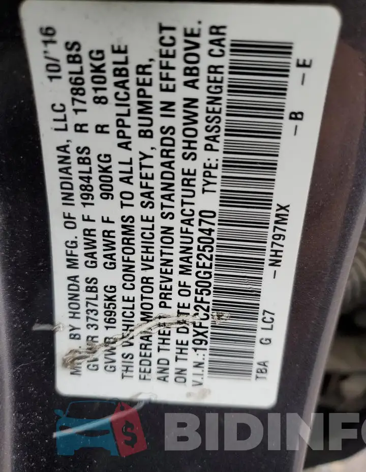 19XFC2F50GE250470 Photo# 12