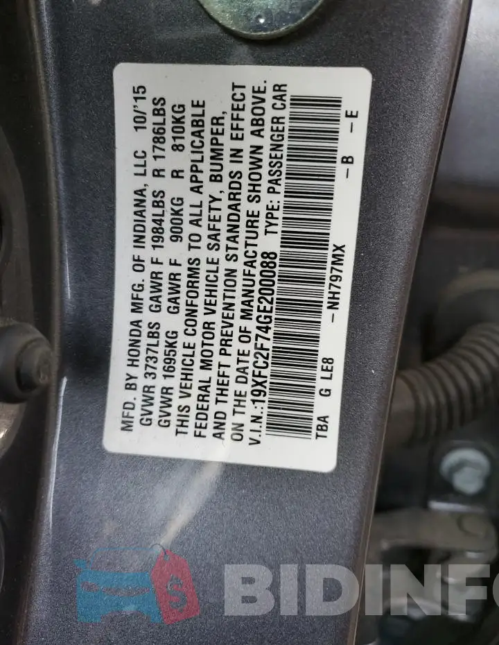 19XFC2F74GE200088 Photo# 12