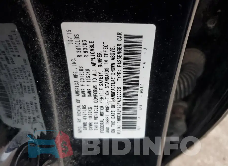 1HGCR2F77FA200025 Photo# 12