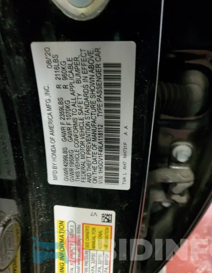 1HGCV1F49LA118112 Photo# 13