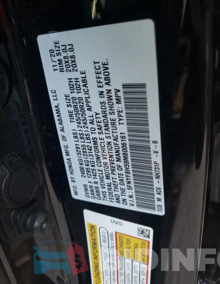 5FNYF8H59MB006161 Photo# 13