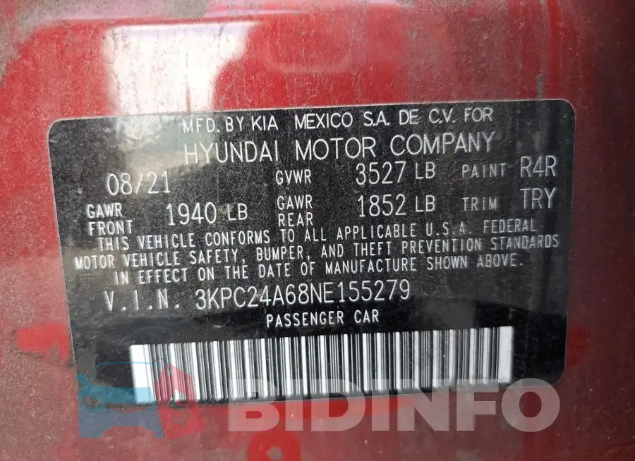 3KPC24A68NE155279 Photo# 13