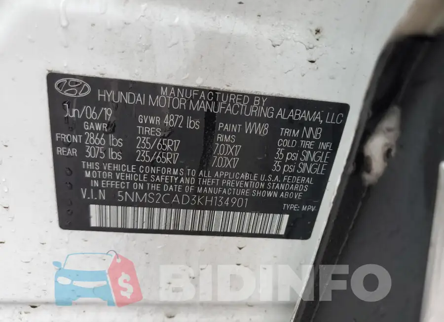 5NMS2CAD3KH134901 Photo# 14