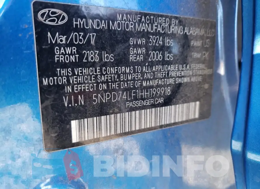 5NPD74LF1HH199918 Photo# 12