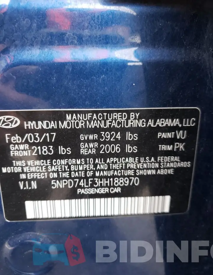 5NPD74LF3HH188970 Photo# 12