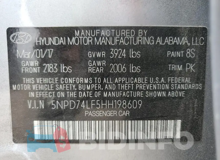 5NPD74LF5HH198609 Photo# 13