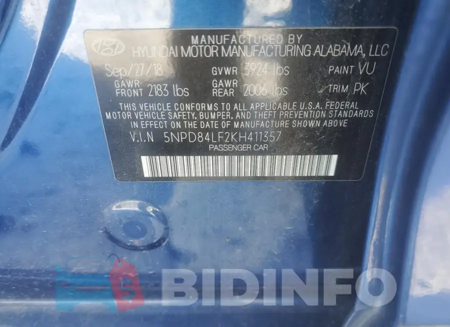 5NPD84LF2KH411357 Photo# 13