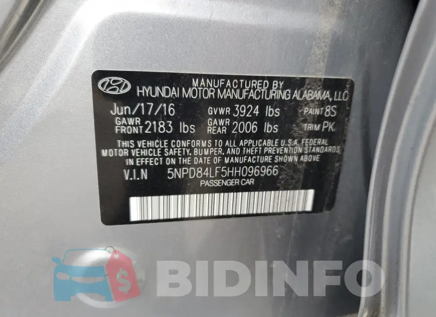 5NPD84LF5HH096966 Photo# 12