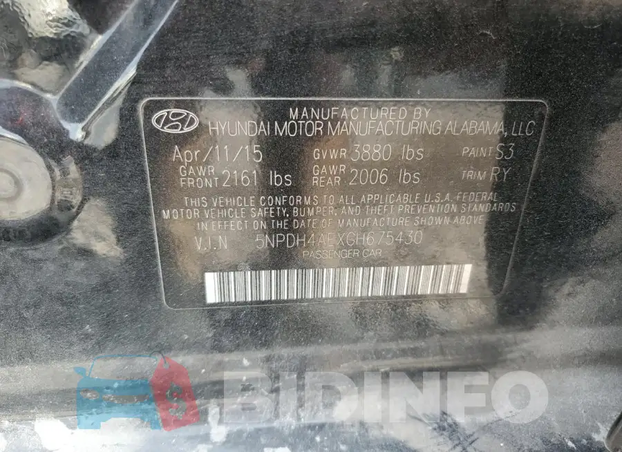 5NPDH4AEXGH675430 Photo# 12