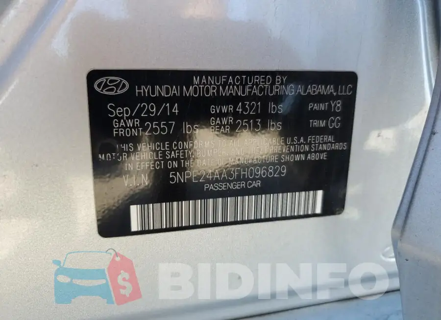 5NPE24AA3FH096829 Photo# 12