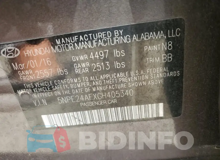 5NPE24AFXGH405340 Photo# 12