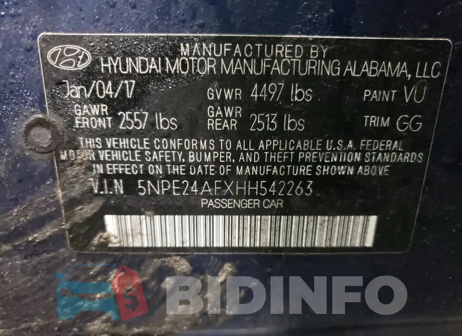 5NPE24AFXHH542263 Photo# 12