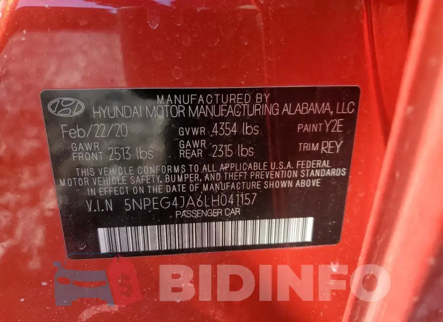 5NPEG4JA6LH041157 Photo# 12