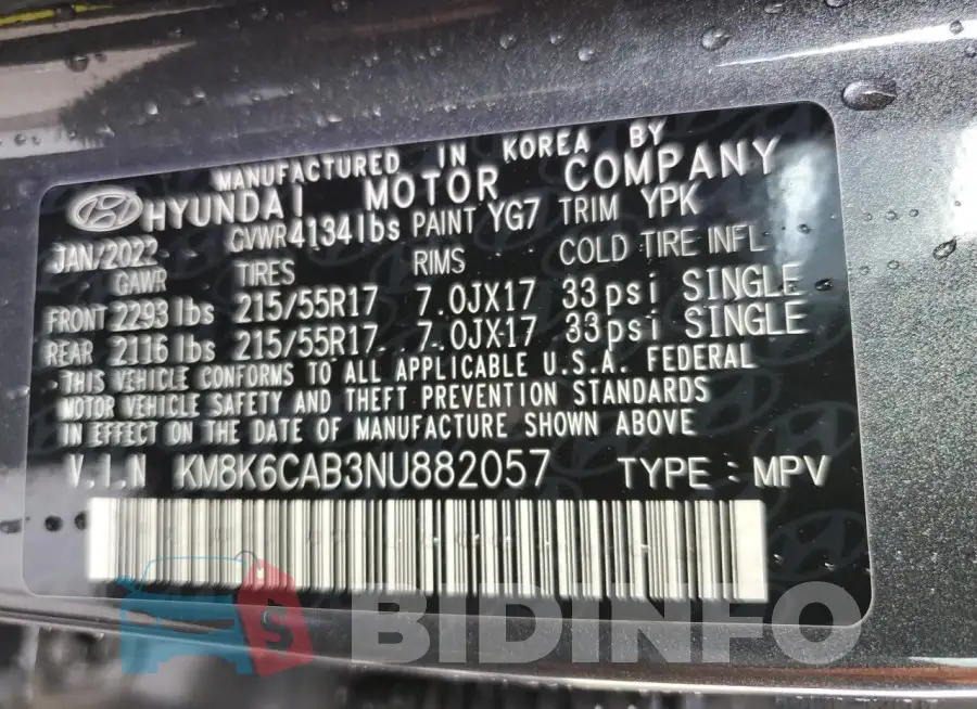 KM8K6CAB3NU882057 Photo# 14