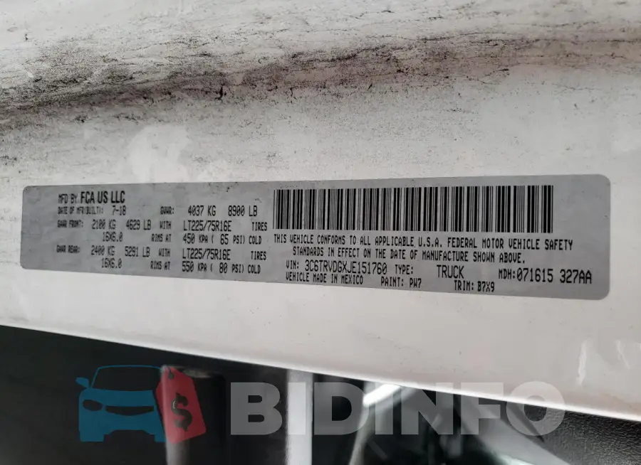 3C6TRVDGXJE151760 Photo# 14