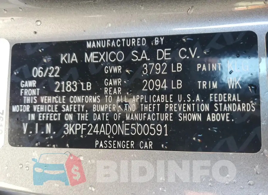 3KPF24AD0NE500591 Photo# 12