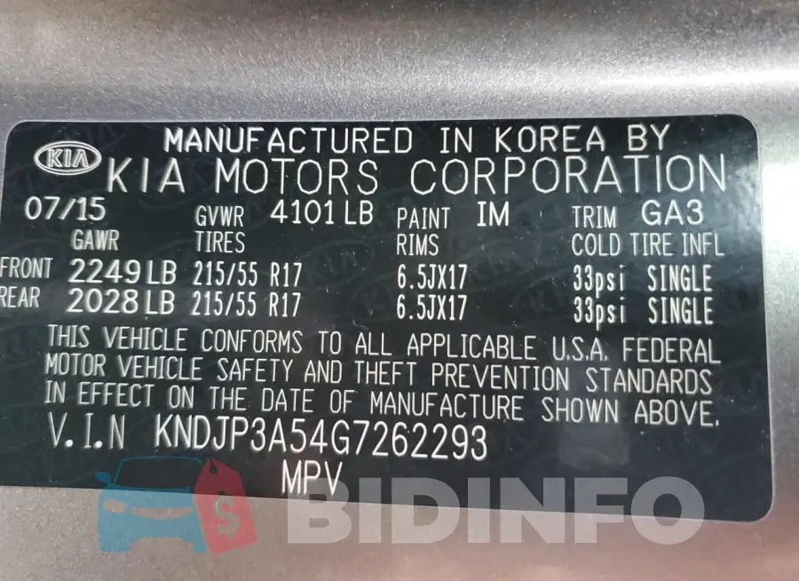KNDJP3A54G7262293 Photo# 12