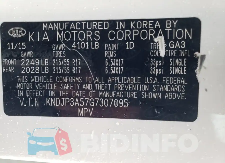 KNDJP3A57G7307095 Photo# 13