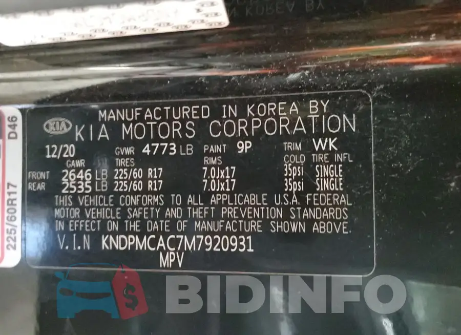 KNDPMCAC7M7920931 Photo# 12