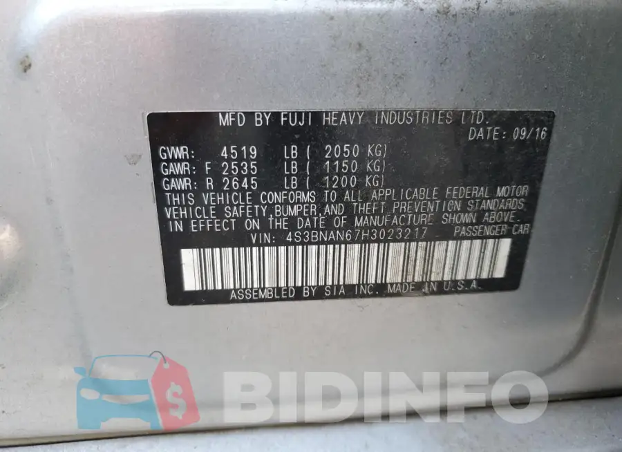 4S3BNAN67H3023217 Photo# 12