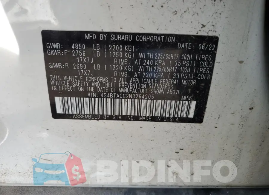 4S4BTACC2N3264205 Photo# 12