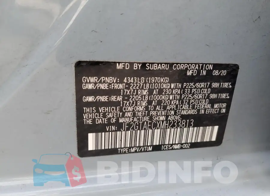 JF2GTAECXMH233813 Photo# 12