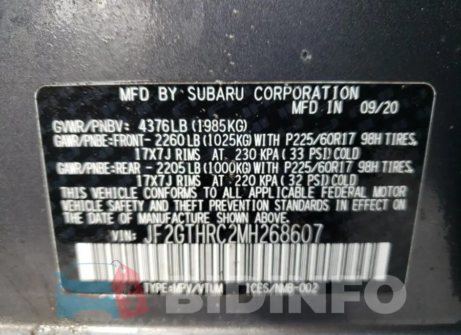 JF2GTHRC2MH268607 Photo# 13